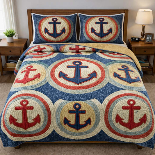 Ocean Anchor 3-Piece Quilted Bedding Set GFTOQA1908