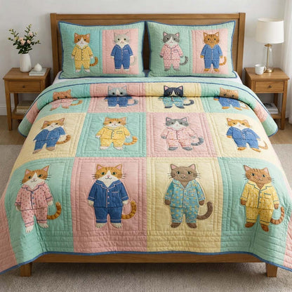 Cat Serenity 3-Piece Quilted Bedding Set GFTOQA1916