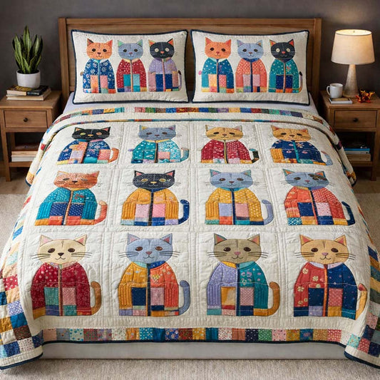 Cat Serenity 3-Piece Quilted Bedding Set GFTOQA1917