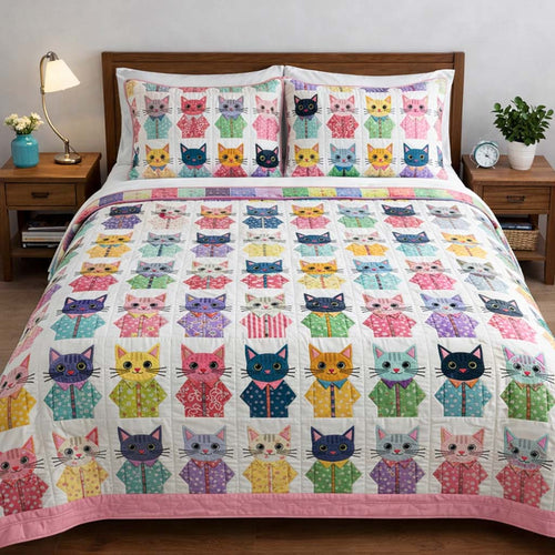 Cat Serenity 3-Piece Quilted Bedding Set GFTOQA1919