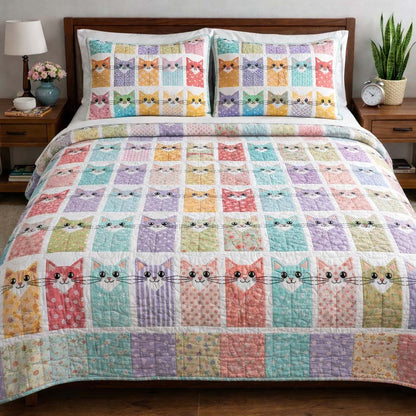 Cat Serenity 3-Piece Quilted Bedding Set GFTOQA1920