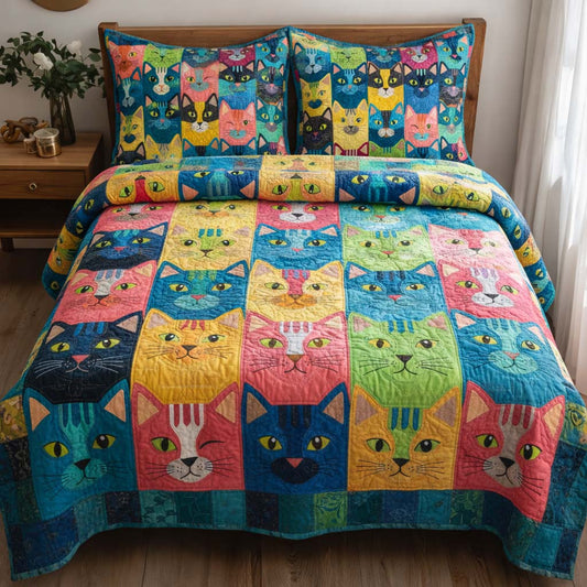 Cat Serenity 3-Piece Quilted Bedding Set GFTOQA1921
