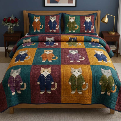 Cat Serenity 3-Piece Quilted Bedding Set GFTOQA1922