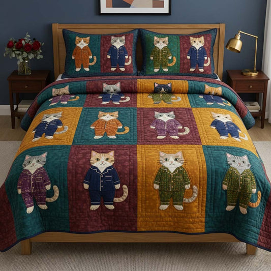 Cat Serenity 3-Piece Quilted Bedding Set GFTOQA1922