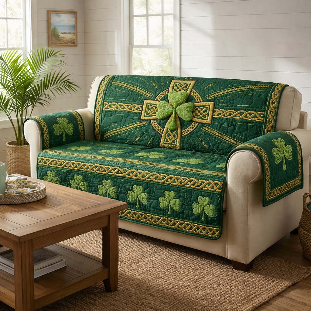 Emerald Charm Quilted Sofa Cover GFTOQA1952