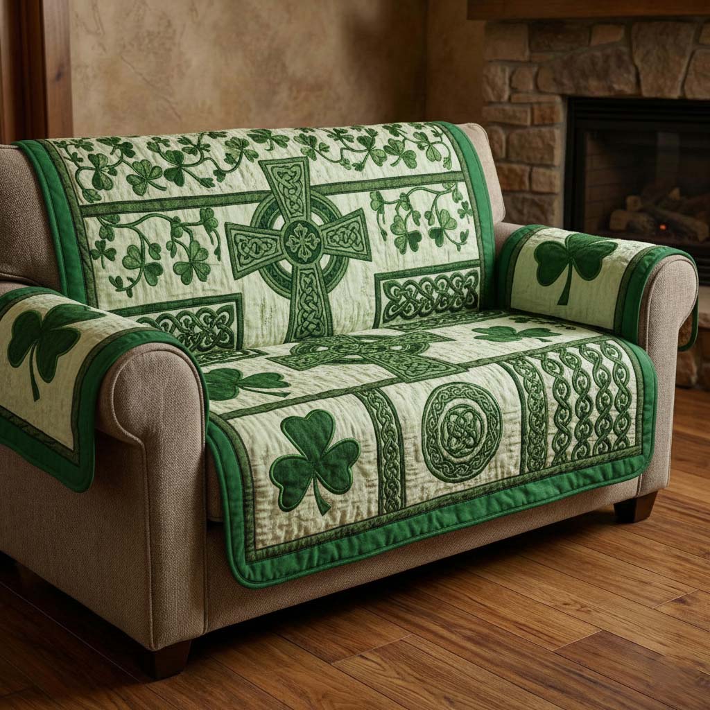 Emerald Charm Quilted Sofa Cover GFTOQA1954