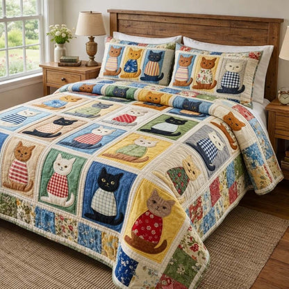 Cat Serenity 3-Piece Quilted Bedding Set GFTOQA1958