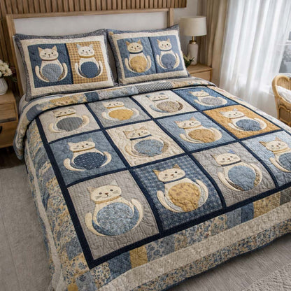 Cat Serenity 3-Piece Quilted Bedding Set GFTOQA1959