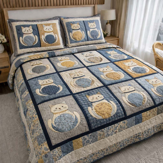 Cat Serenity 3-Piece Quilted Bedding Set GFTOQA1959