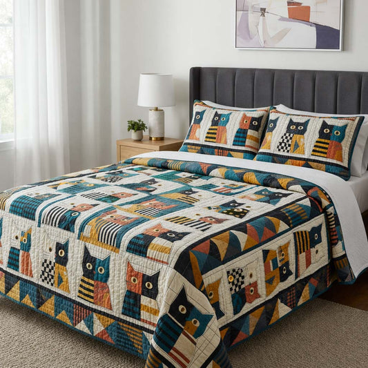 Cat Serenity 3-Piece Quilted Bedding Set GFTOQA1963