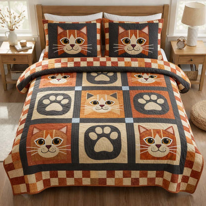 Cat Serenity 3-Piece Quilted Bedding Set GFTOQA1967