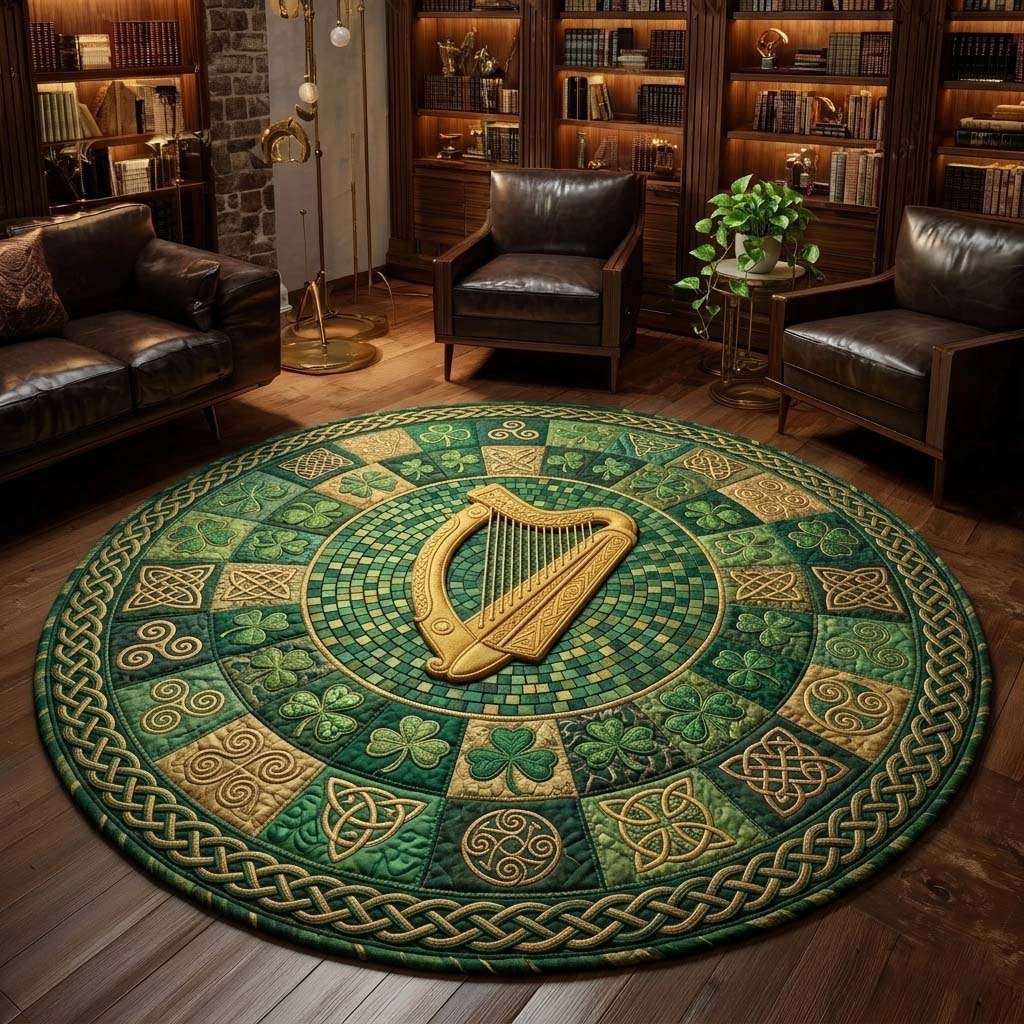 Celtic Melody Quilted Round Mat GFTOQA2093