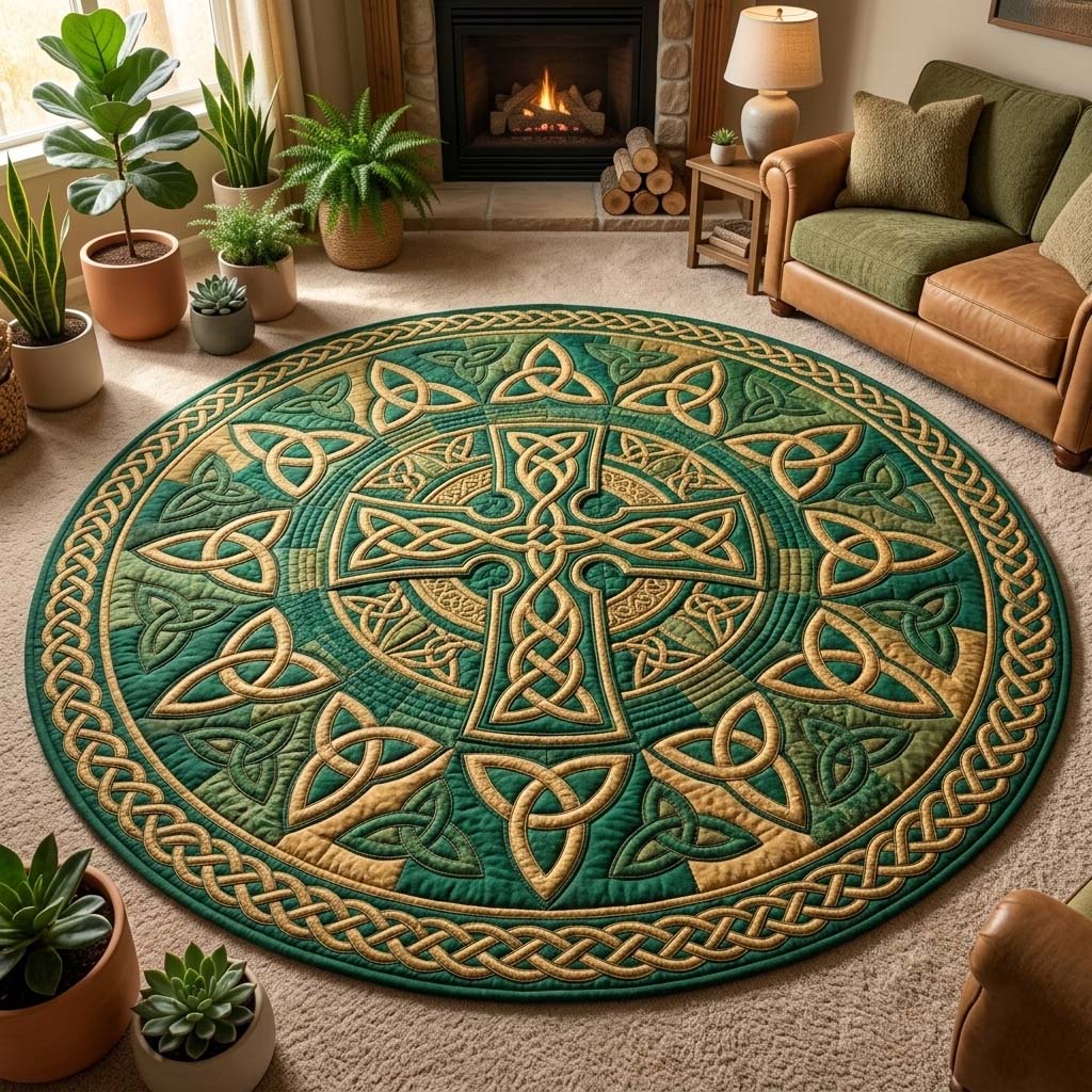 Trinity Cross Quilted Round Mat GFTOQA2097