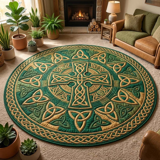 Trinity Cross Quilted Round Mat GFTOQA2097