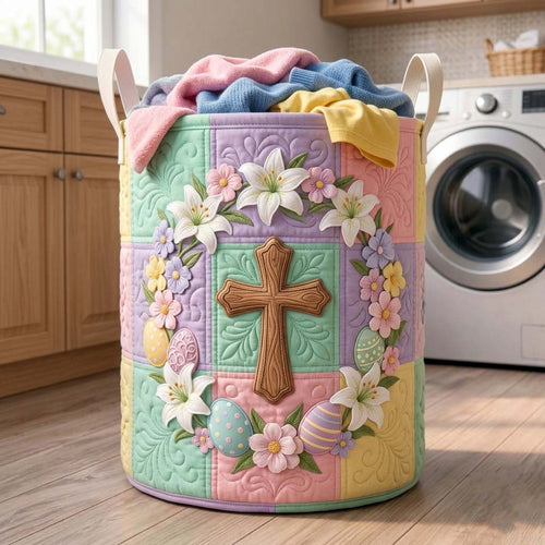 Lily Cross Quilted Laundry Basket GFTOQA2217