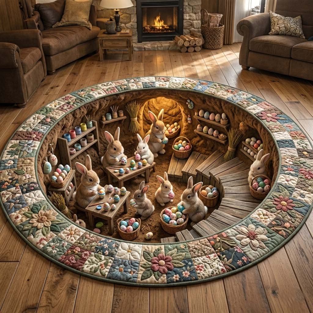 Happy Easter Quilted Round Mat GFTOQA2249