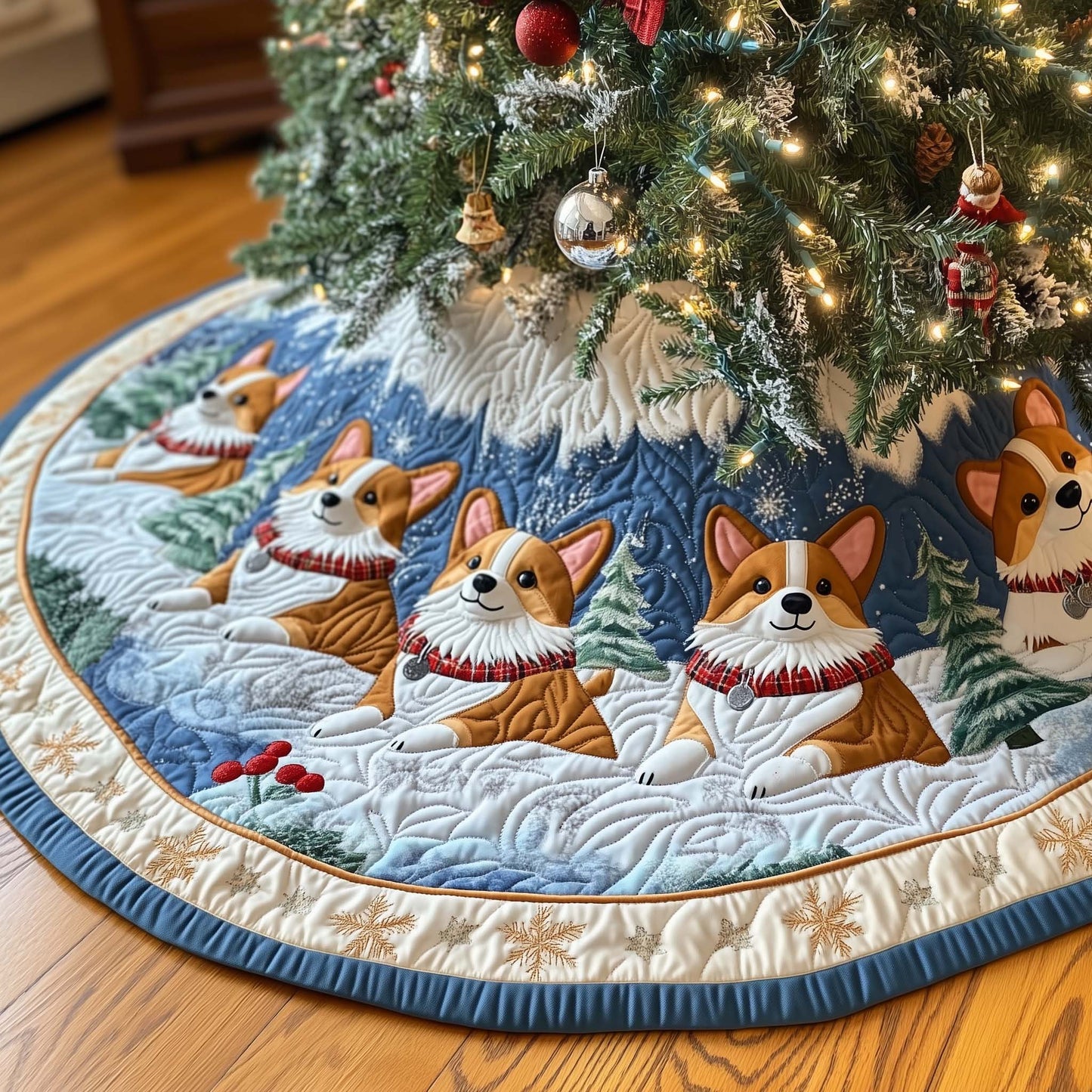 Let It Snow Quilted Tree Skirt GFTOQA232