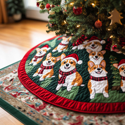 Merry Corgi Quilted Tree Skirt GFTOQA234