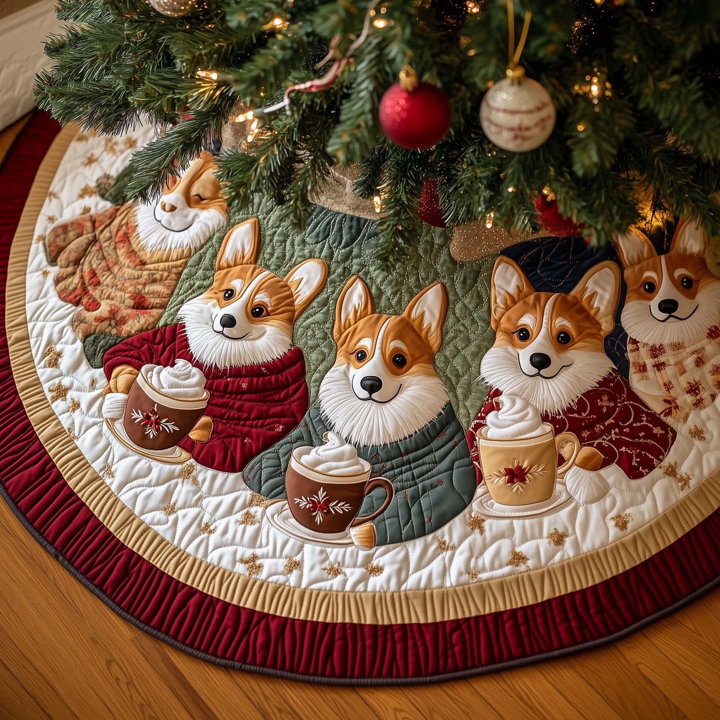 Hot Cocoa Quilted Tree Skirt GFTOQA235