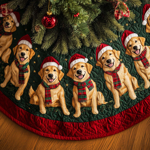 Golden Holiday Quilted Tree Skirt GFTOQA237