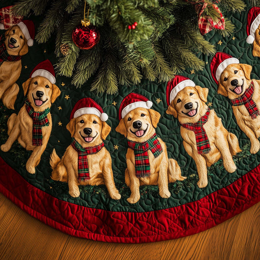 Golden Holiday Quilted Tree Skirt GFTOQA237