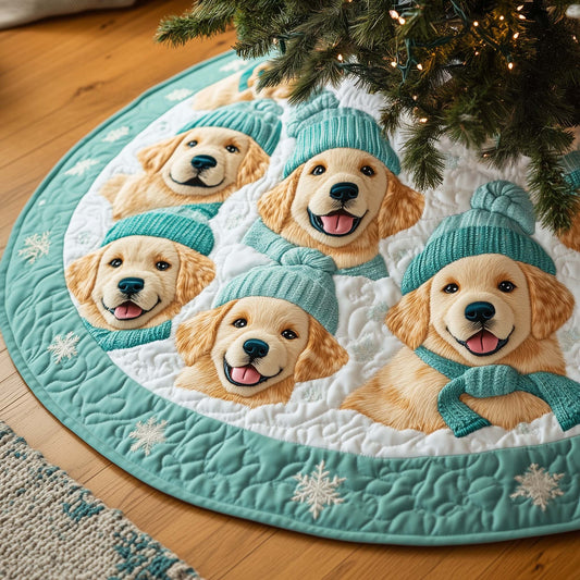 Winter Puppy Parade Quilted Tree Skirt GFTOQA238