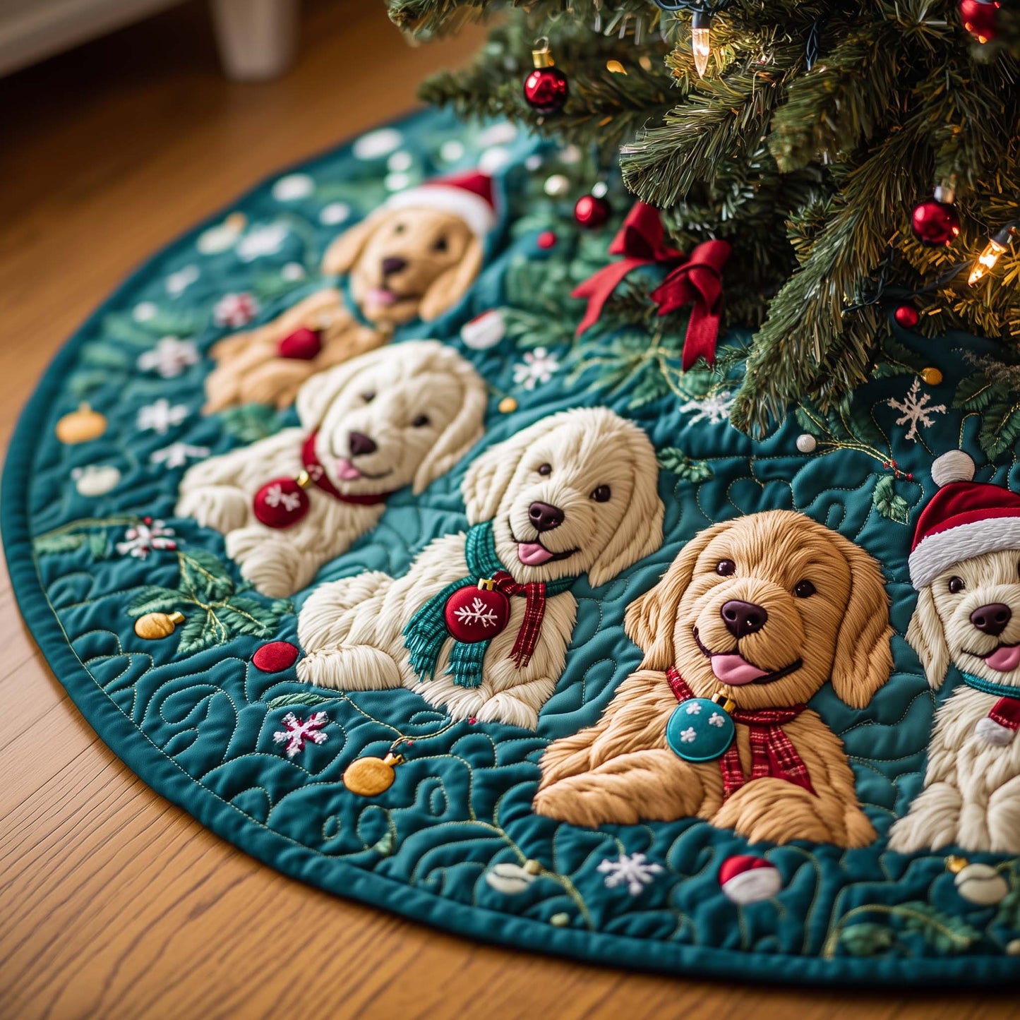 Snowball Squad Quilted Tree Skirt GFTOQA239