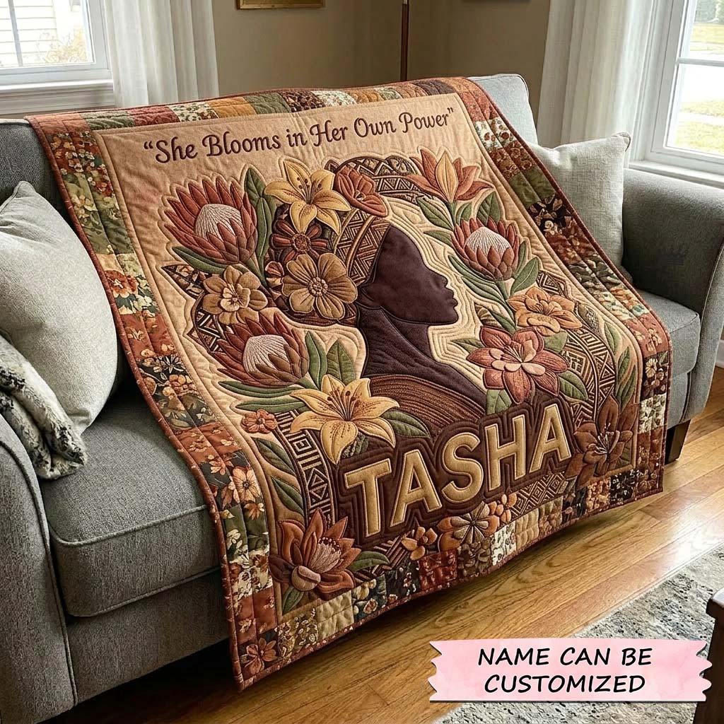 Melanin Bloom Quilted Blanket QTCUZ GFTOQA2398