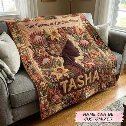 Melanin Bloom Quilted Blanket QTCUZ GFTOQA2398