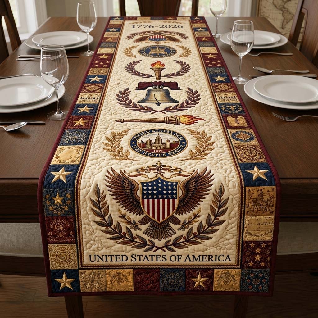 Heritage Patch Quilted Table Runner GFTOQA2422