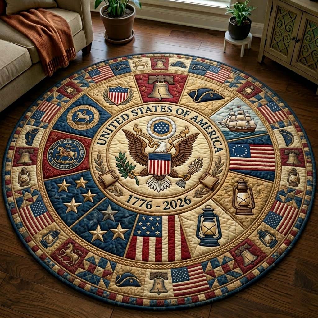 Heritage Patch Quilted Round Mat GFTOQA2429