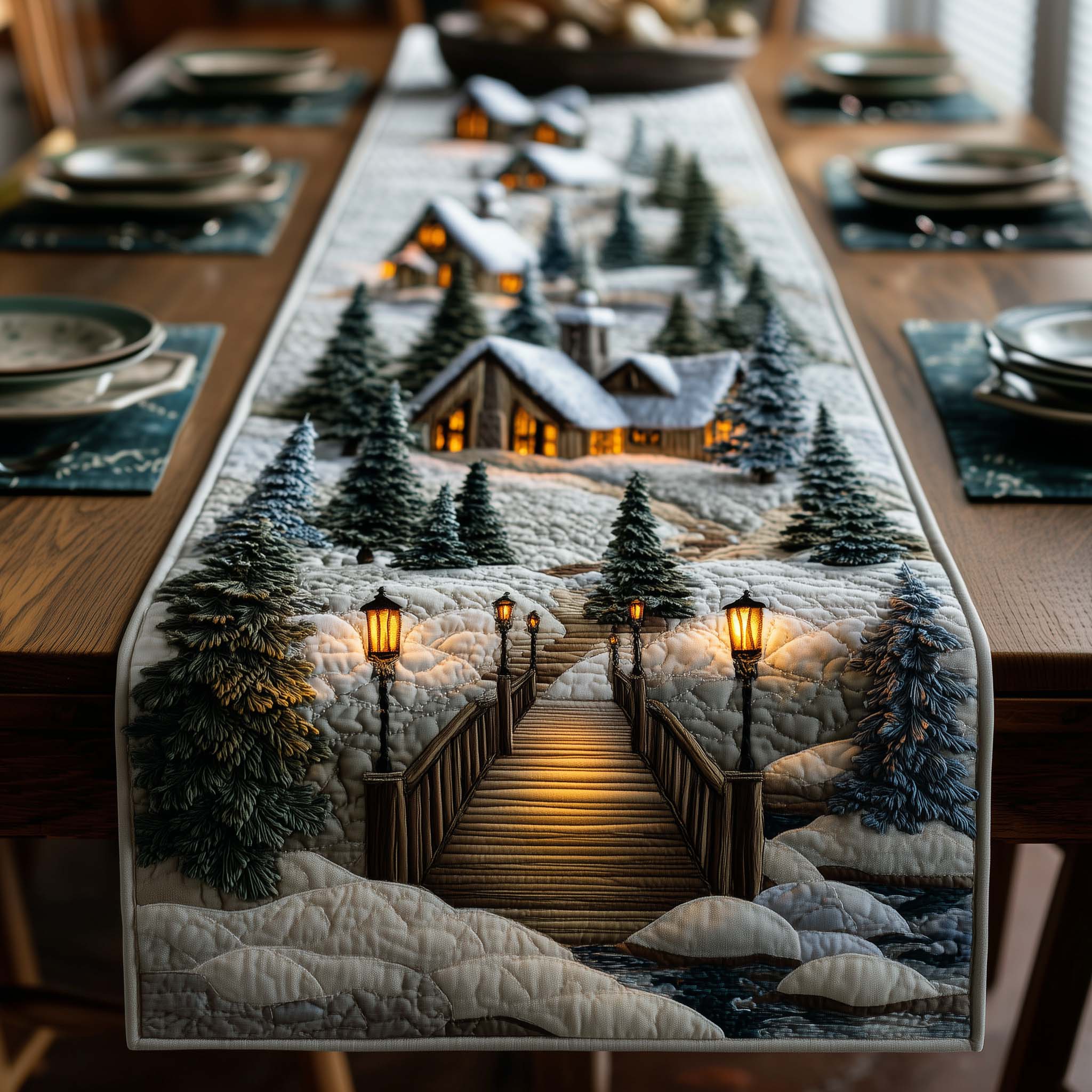 Winter Frost Dream Quilted Table Topper NCU0NTD479