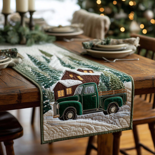 Green Truck Quilted Table Runner GFTOQA261