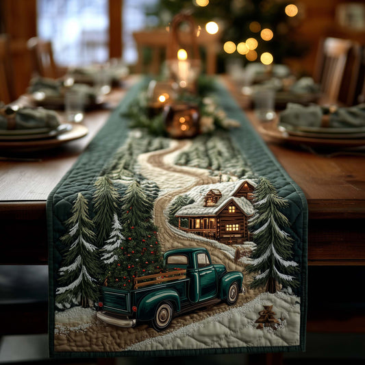 Green Truck Quilted Table Runner GFTOQA263