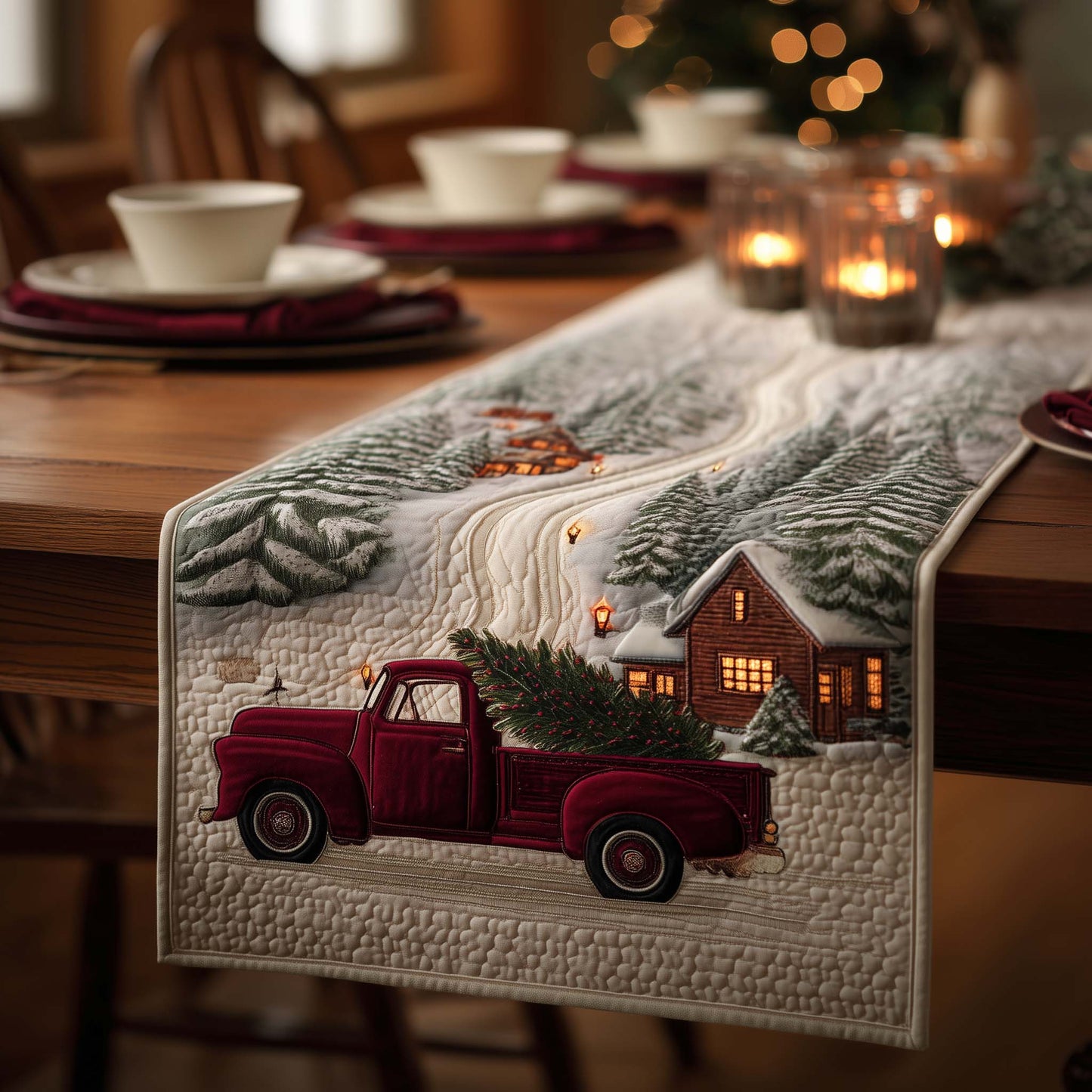 Red Truck Quilted Table Runner GFTOQA265