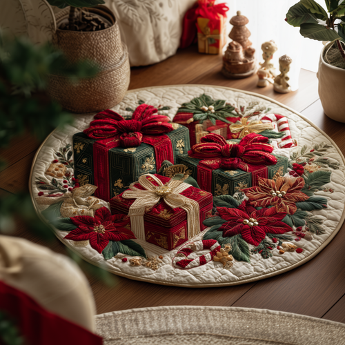 Gift of Joy Quilted Round Mat GFTOQA31