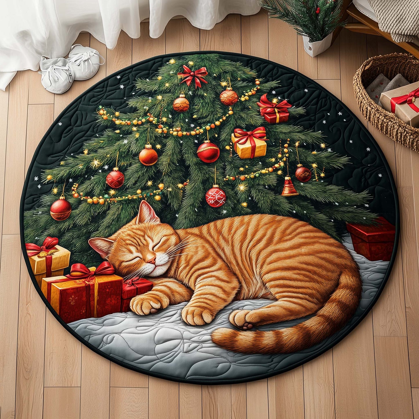 Holiday Paws Quilted Round Mat GFTOQA320