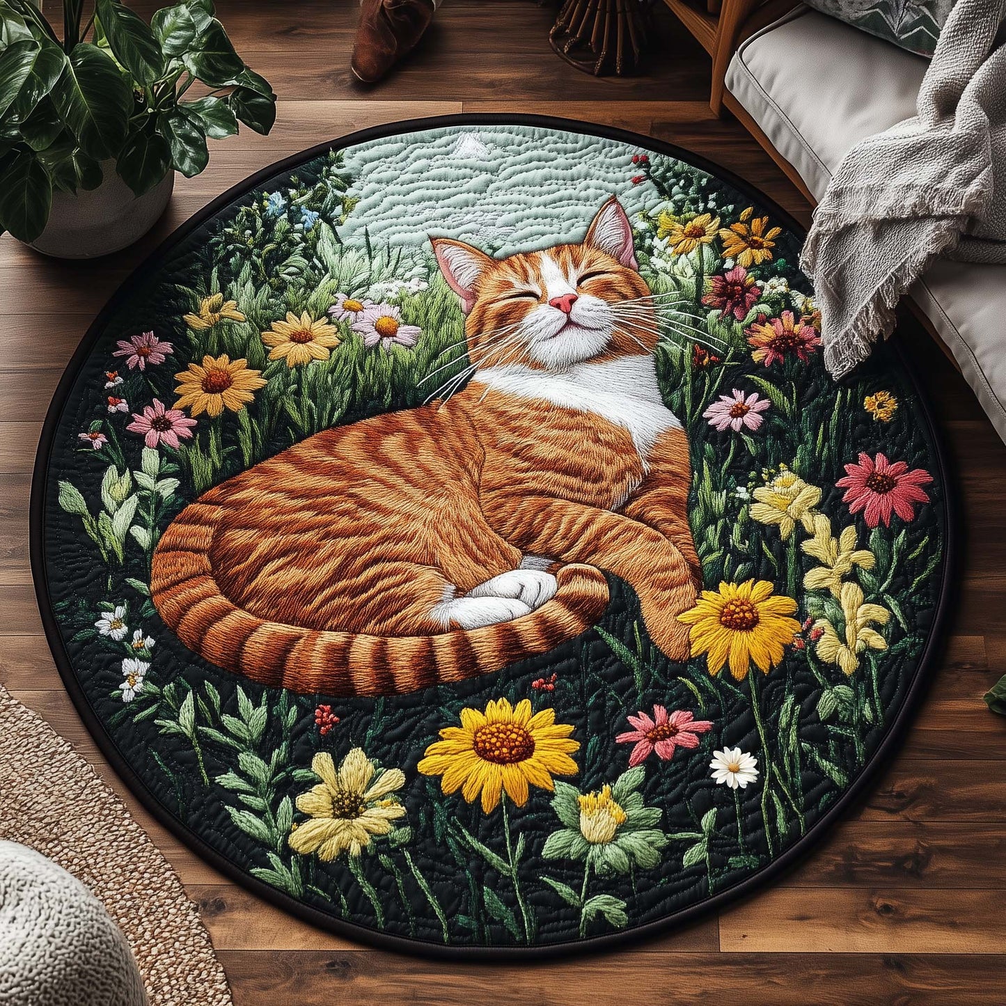 Meadow Stretch Quilted Round Mat GFTOQA323
