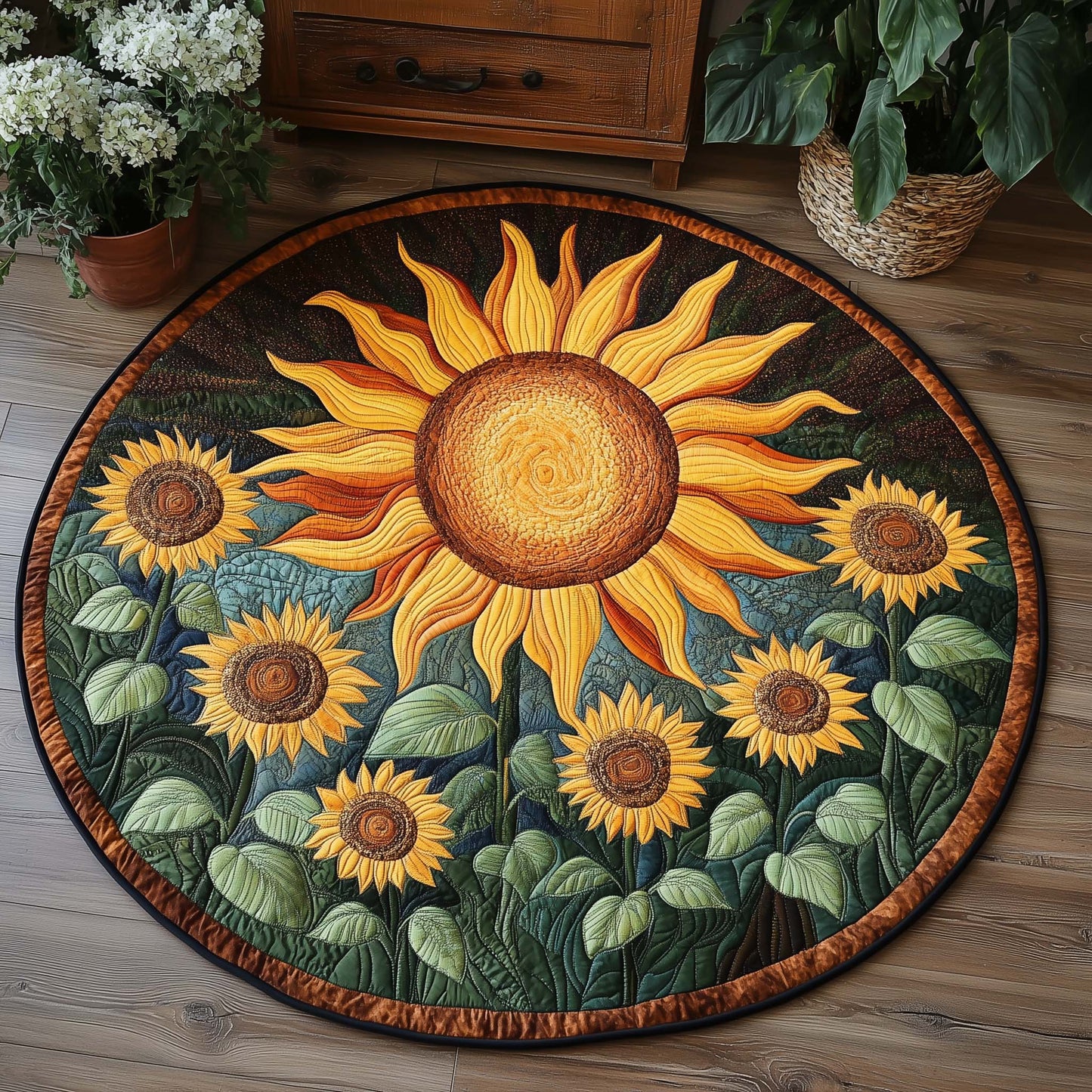 Golden Radiance Quilted Round Mat GFTOQA328