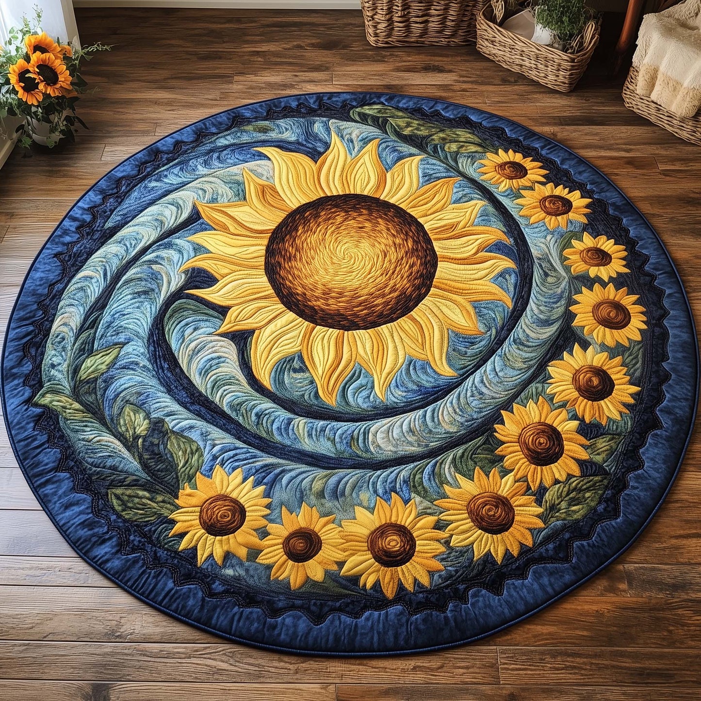 Golden Radiance Quilted Round Mat GFTOQA329