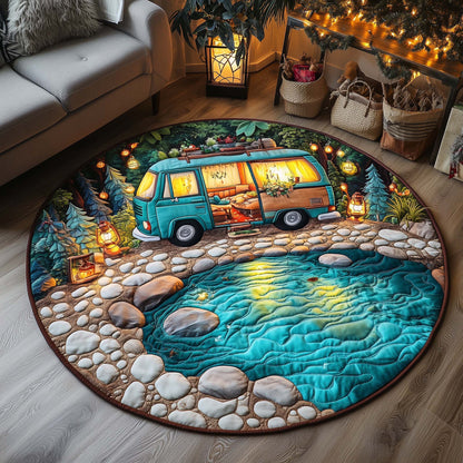 Hippie Van Quilted Round Mat GFTOQA382