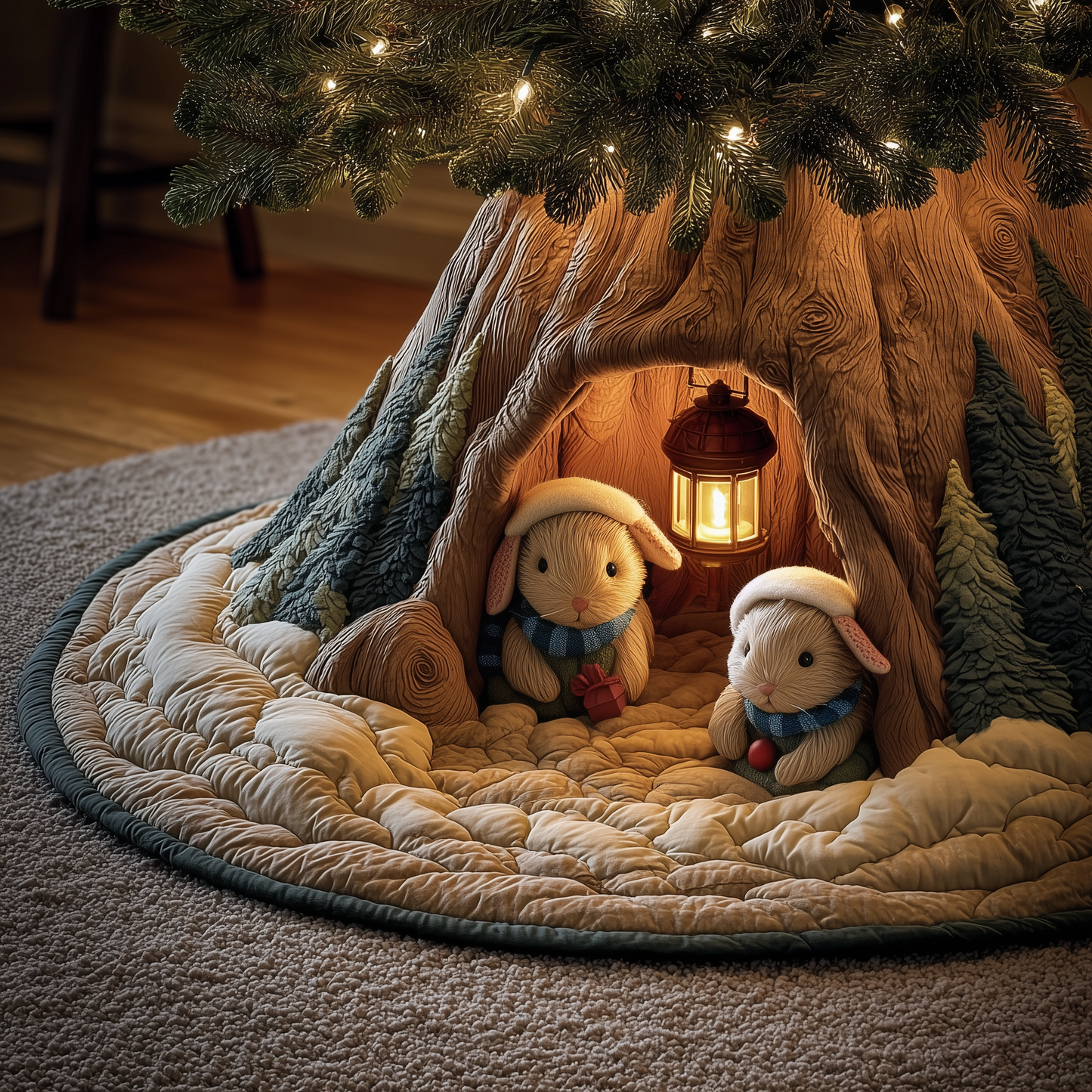 Snowy Burrow Quilted Tree Skirt GFTOQA38