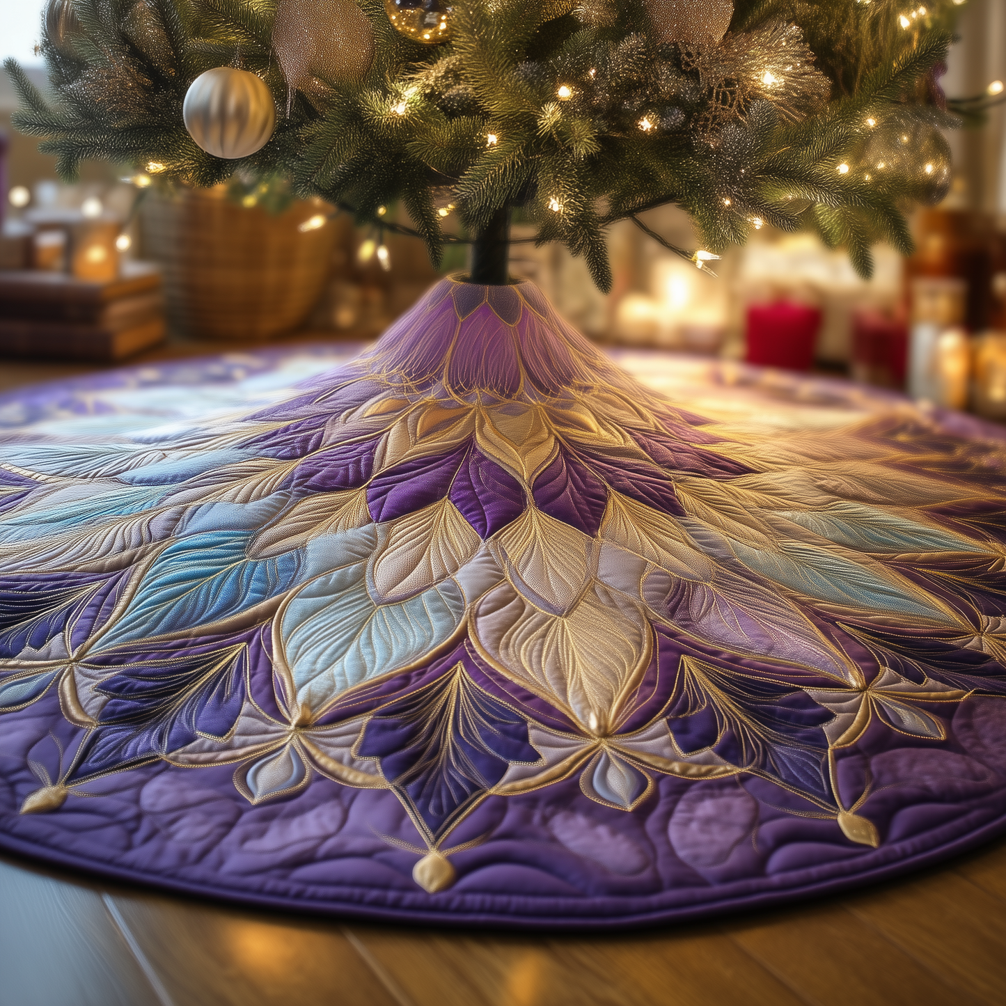 Amethyst Bloom Quilted Tree Skirt GFTOQA44