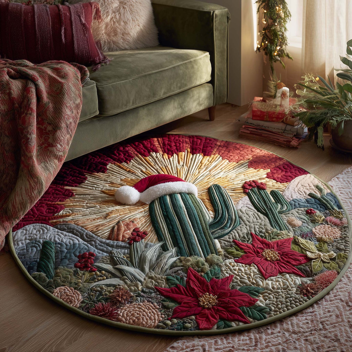 Santa Cluster Quilted Round Mat GFTOQA483