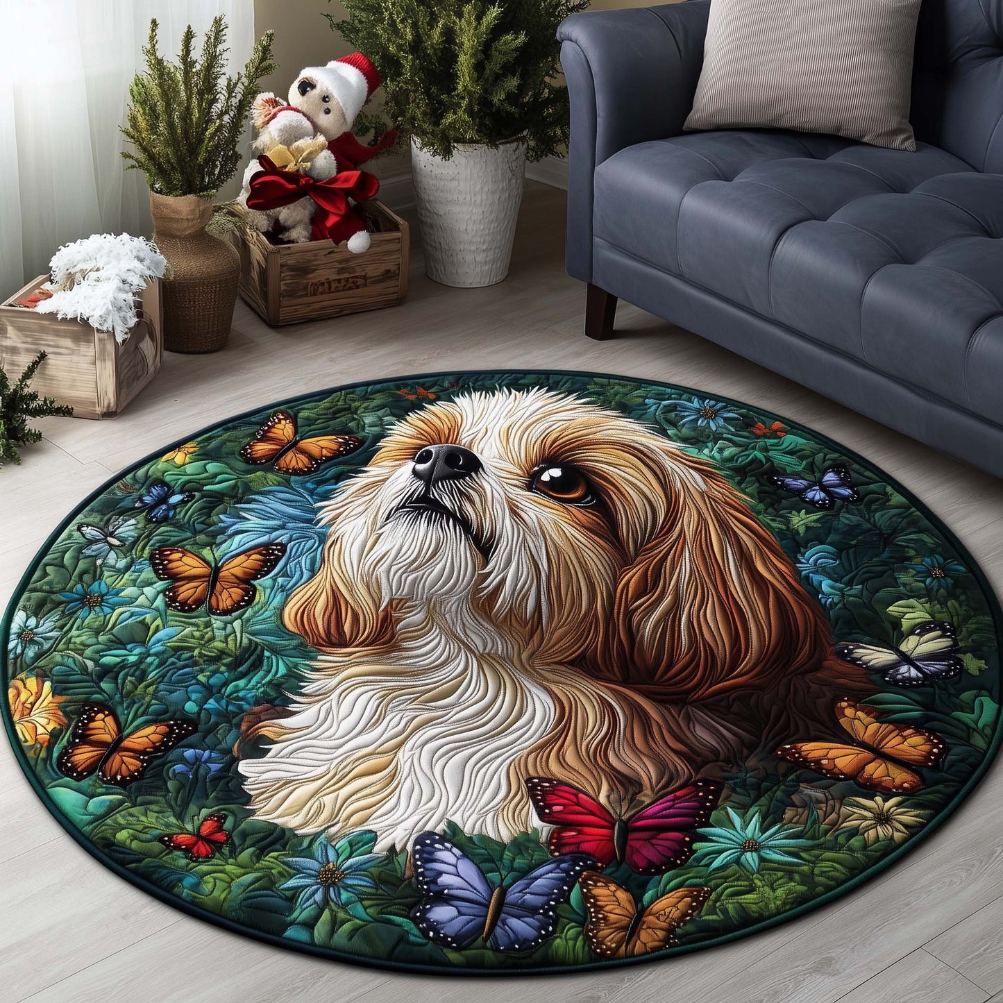 Butterfly Serenity Quilted Round Mat GFTOQA491