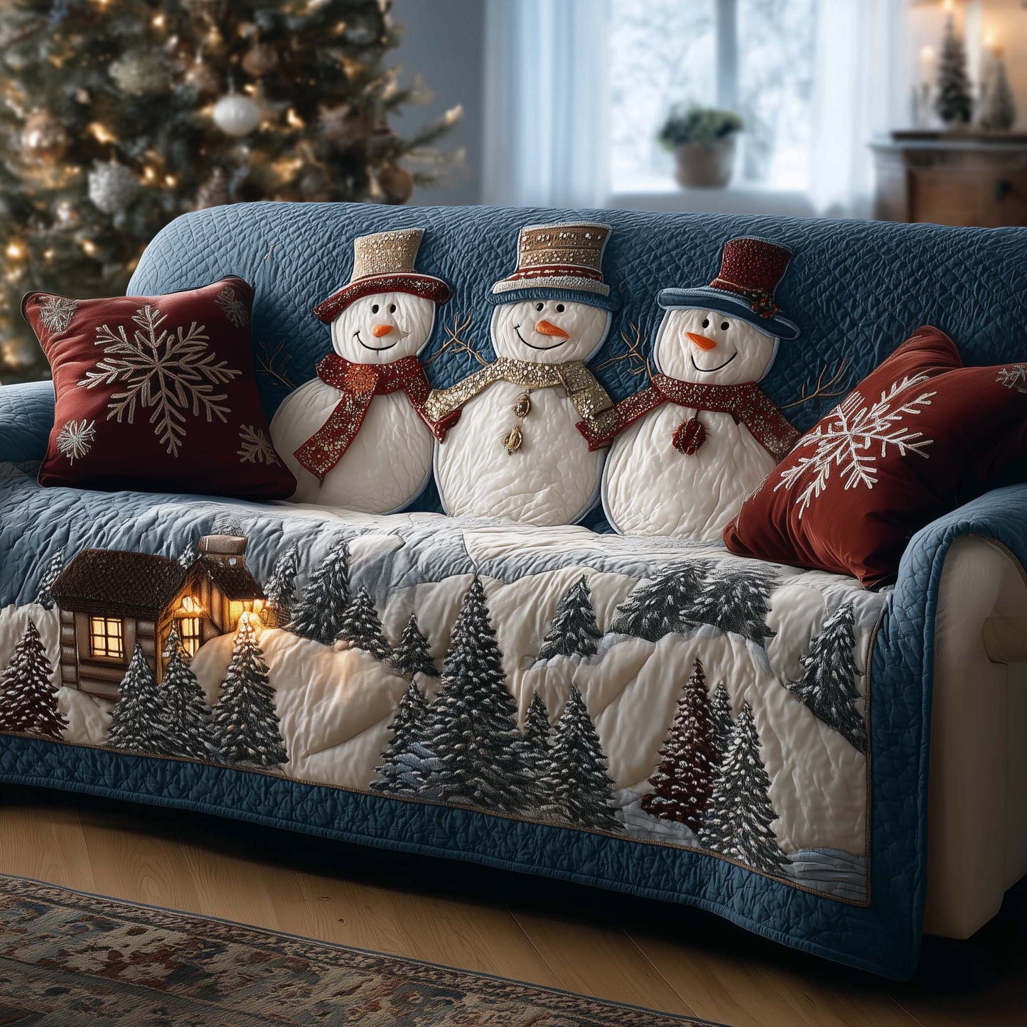 Snow Family Quilted Sofa Cover GFTOQA498