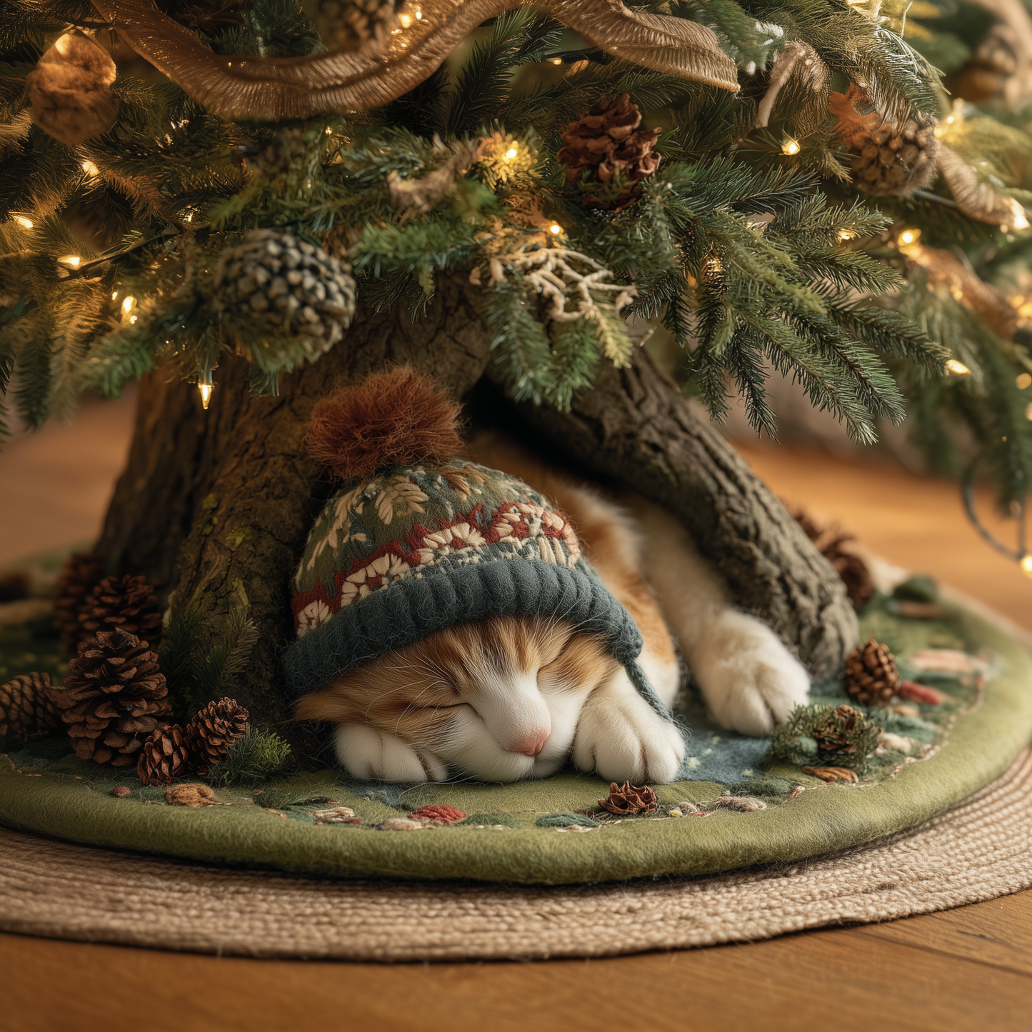 Cozy Cat Nap Quilted Tree Skirt GFTOQA49