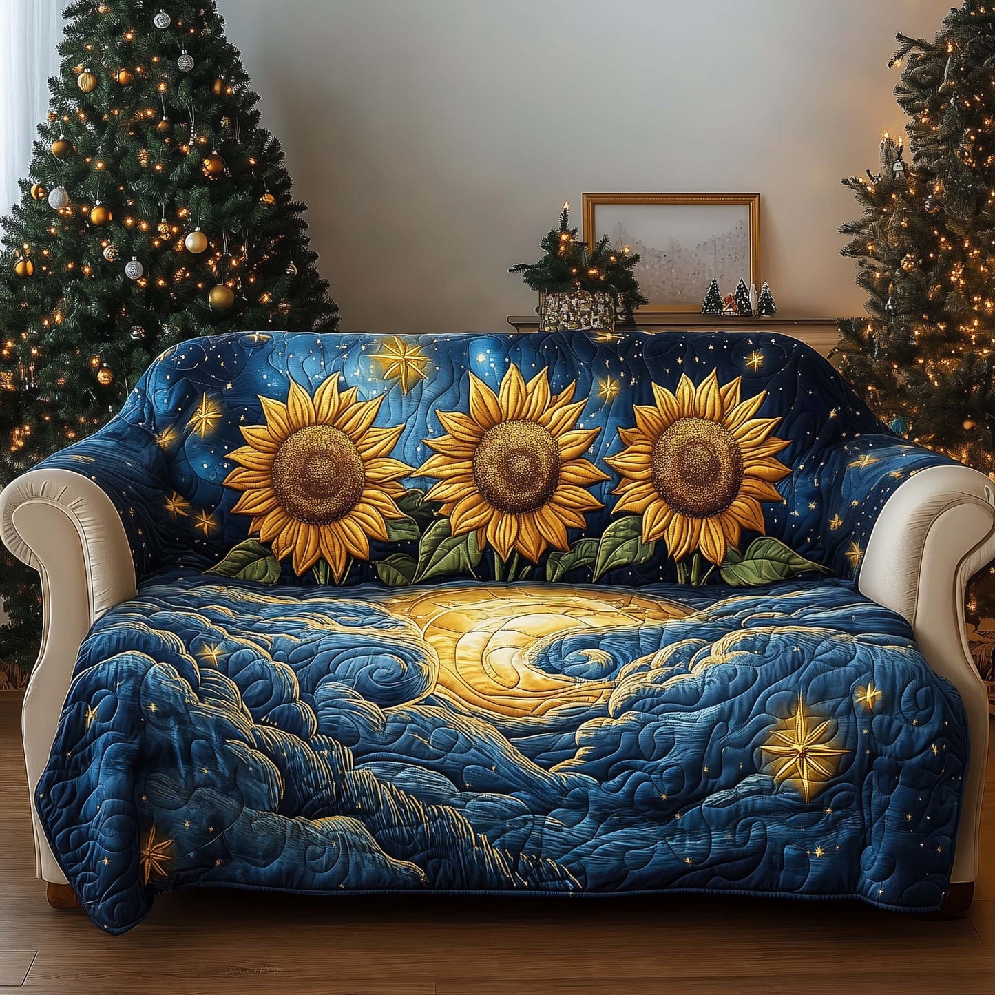 Celestial Bloom Quilted Sofa Cover GFTOQA504