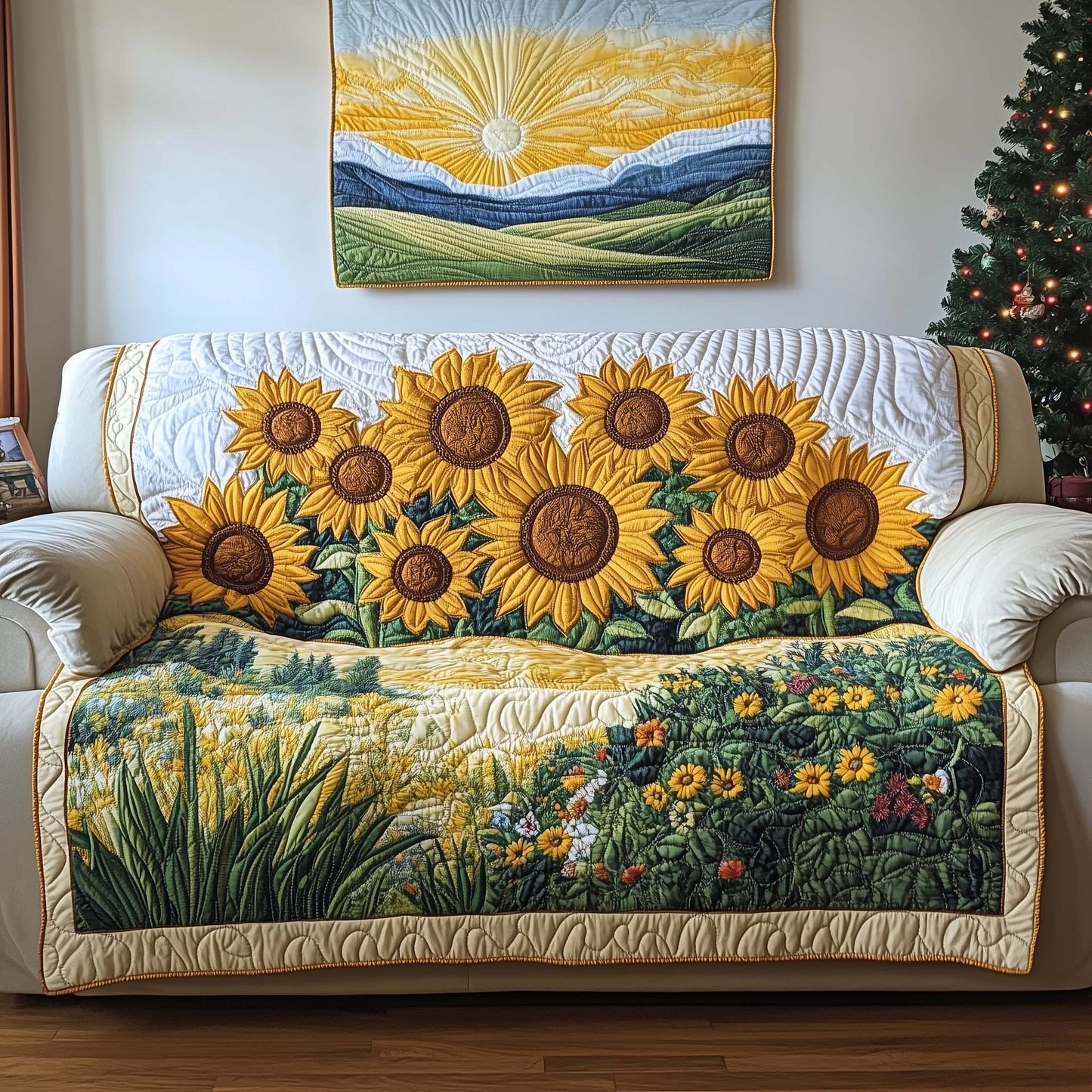 Sunlit Meadow Quilted Sofa Cover GFTOQA505