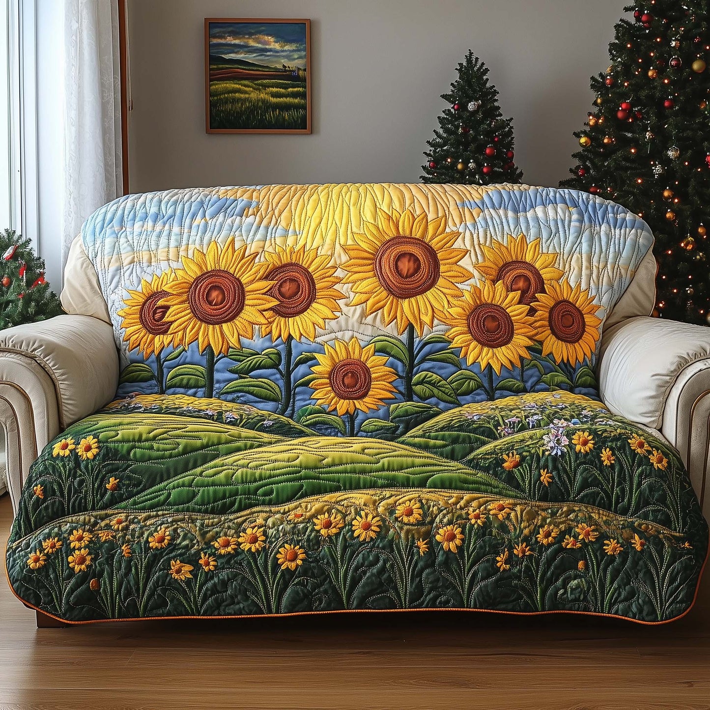 Sunlit Meadow Quilted Sofa Cover GFTOQA506